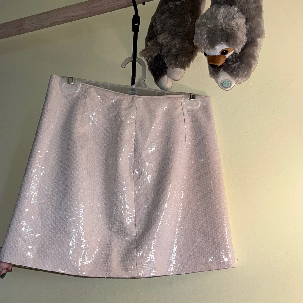 a new day Full Lined Shimmering Sequin Mini Skirt - Cream